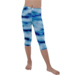 Blue Waves Abstract Series No5 Kids  Lightweight Velour Capri Leggings 