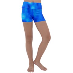 Blue Vibrant Abstract Kids  Lightweight Velour Yoga Shorts by DimitriosArt