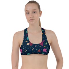 Bright Mushrooms Criss Cross Racerback Sports Bra by SychEva