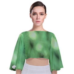 Green Vibrant Abstract No4 Tie Back Butterfly Sleeve Chiffon Top by DimitriosArt