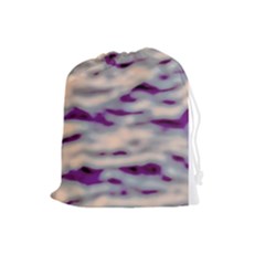 Orange  Waves Abstract Series No1 Drawstring Pouch (large) by DimitriosArt