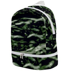Green  Waves Abstract Series No5 Zip Bottom Backpack by DimitriosArt