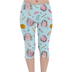 Hedgehogs Artists Velvet Capri Leggings  by SychEva