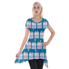 Gift Boxes Short Sleeve Side Drop Tunic by SychEva