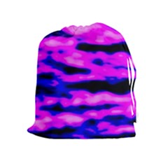 Purple  Waves Abstract Series No6 Drawstring Pouch (xl) by DimitriosArt