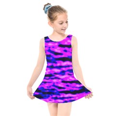 Purple  Waves Abstract Series No6 Kids  Skater Dress Swimsuit by DimitriosArt