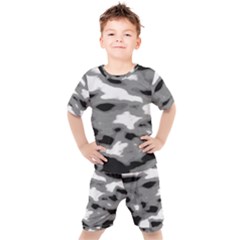 Black Waves Abstract Series No 1 Kids  Tee And Shorts Set by DimitriosArt