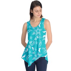 Folk Flowers Print Floral Pattern Ethnic Art Sleeveless Tunic by Eskimos