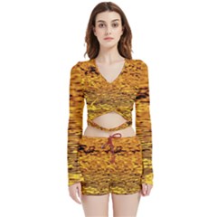 Gold Waves Flow Series 1 Velvet Wrap Crop Top And Shorts Set by DimitriosArt