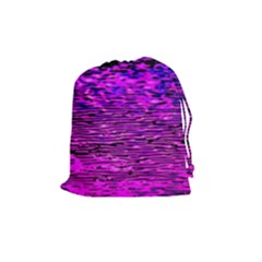 Magenta Waves Flow Series 1 Drawstring Pouch (medium) by DimitriosArt