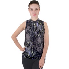 The Pollinator Mock Neck Chiffon Sleeveless Top by MRNStudios