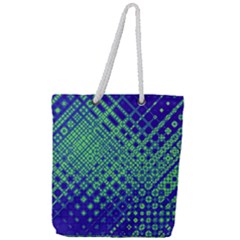 Blue Green Tiling  Full Print Rope Handle Tote (large) by lujastyles