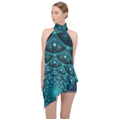 Fractal Halter Asymmetric Satin Top by Sparkle