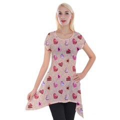 Sweet Heart Short Sleeve Side Drop Tunic by SychEva