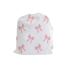 Pink Bow Pattern Drawstring Pouch (large) by Littlebird