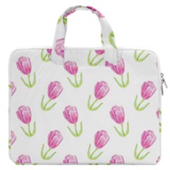 Tulips Watercolor Pattern Macbook Pro Double Pocket Laptop Bag (large) by Littlebird
