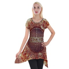 Chartres Double Infinity Antique Mandala Short Sleeve Side Drop Tunic by EDDArt