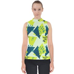 Abstract Pattern Geometric Backgrounds   Mock Neck Shell Top by Eskimos