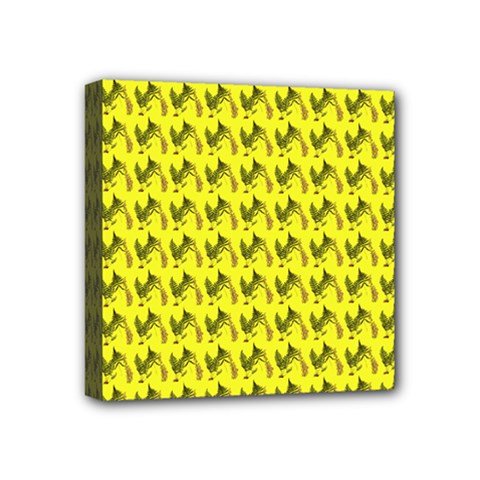 Fern Pattern 2 Yellow Mini Canvas 4  X 4  (stretched) by violetheavensky