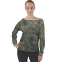 Algae Texture Patttern Off Shoulder Long Sleeve Velour Top View1