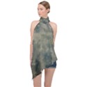 Algae Texture Patttern Halter Asymmetric Satin Top View1