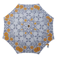 Floral Folk Damask Pattern Fantasy Flowers  Hook Handle Umbrellas (large) by Eskimos