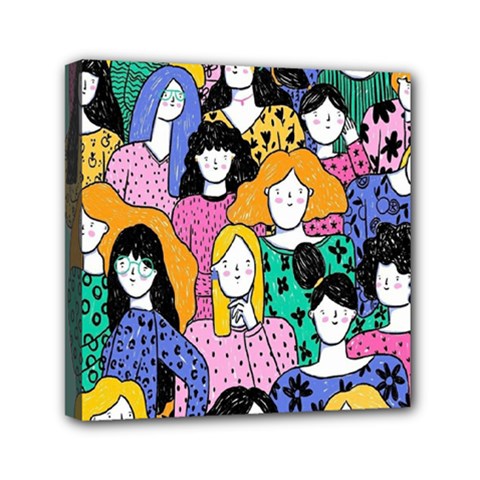 Women Mini Canvas 6  X 6  (stretched)