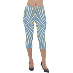 Folk Flowers Print Floral Pattern Ethnic Art Lightweight Velour Capri Leggings  by Eskimos
