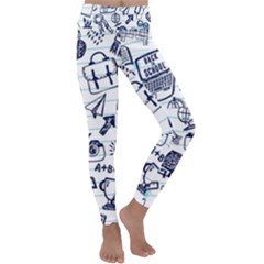 Hand-drawn-back-school-pattern Kids  Lightweight Velour Classic Yoga Leggings by Jancukart