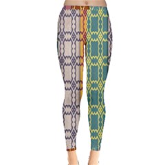 Grungy Vintage Patterns Inside Out Leggings by artworkshop
