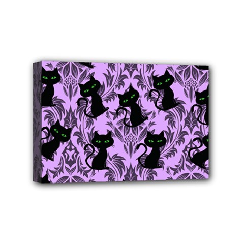 Purple Cats Mini Canvas 6  X 4  (stretched) by NerdySparkleGoth