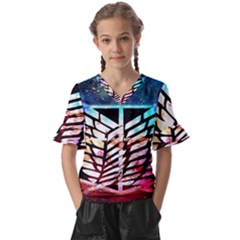 Attack On Titan Shingeki Galaxy Kids  V-neck Horn Sleeve Blouse by artworkshop
