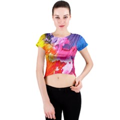 Colorful Painting Crew Neck Crop Top by artworkshop