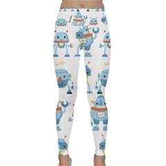 Seamless Pattern With Funny Robot Cartoon Lightweight Velour Classic Yoga Leggings by Jancukart