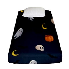 Halloween Ghost Pumpkin Bat Skull Fitted Sheet (single Size) by artworkshop