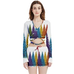Christmas-002 Velvet Wrap Crop Top And Shorts Set by nate14shop