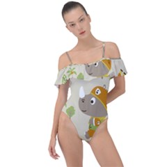 Seamless-pattern-vector-with-funny-boy-scout-scout-day-background Frill Detail One Piece Swimsuit by Jancukart