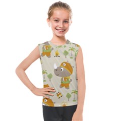 Seamless-pattern-vector-with-funny-boy-scout-scout-day-background Kids  Mesh Tank Top by Jancukart
