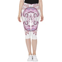 Pink Flower Cartoon Inside Out Lightweight Velour Capri Leggings 