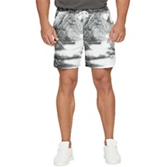 Ink-wash-painting-mountain-rolling-mountains Men s Runner Shorts by Jancukart