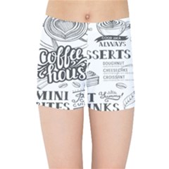 Vintage Coffee-tea-cafe-hamburger-menu-coffee-shop-menu Kids  Sports Shorts by Jancukart