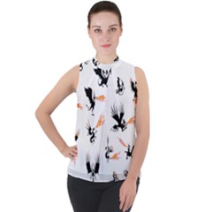 Dragon-phoenix-fire-bird-ancient Mock Neck Chiffon Sleeveless Top