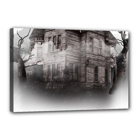 Haunted-night Building Canvas 18  X 12  (stretched) by Jancukart