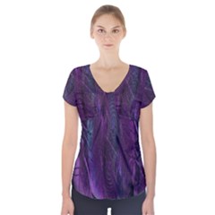 Feather Short Sleeve Front Detail Top