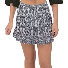 Sketchy Monster Insect Drawing Motif Pattern Fishtail Mini Chiffon Skirt by dflcprintsclothing