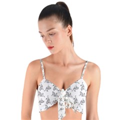 Robot Dog Drawing Motif Pattern Woven Tie Front Bralet by dflcprintsclothing
