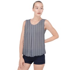 Small Soot Black And White Handpainted Houndstooth Check Watercolor Pattern Bubble Hem Chiffon Tank Top by PodArtist