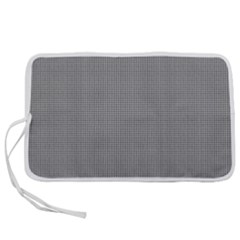 Small Soot Black And White Handpainted Houndstooth Check Watercolor Pattern Pen Storage Case (m) by PodArtist