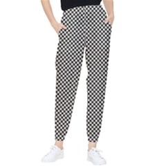 Small Black And White Watercolor Checkerboard Chess Tapered Pants by PodArtist