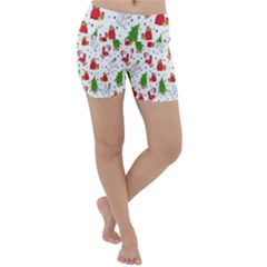 Hd-wallpaper-christmas-pattern-pattern-christmas-trees-santa-vector Lightweight Velour Yoga Shorts by nate14shop